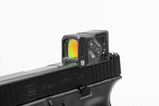 Glock 19 A-Cut optic ready handgun with Aimpoint COA.
